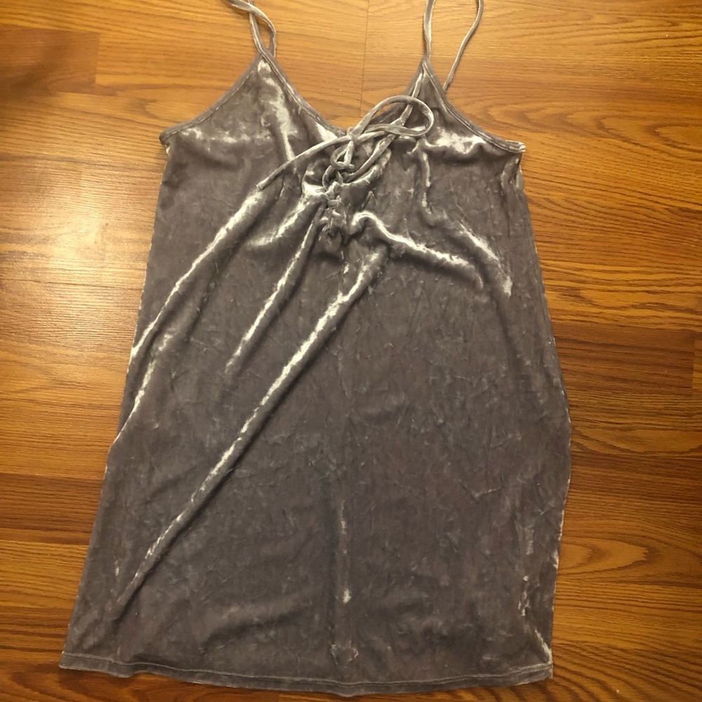 Velvet lace up mini dress